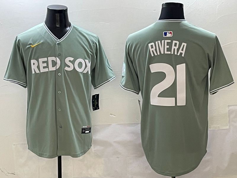 Men Boston Red Sox 21 Rivera Green Joint Name Nike 2025 MLB Jersey style 1